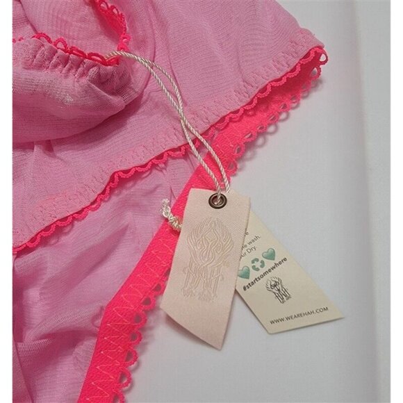 NWTD HAH Hot As Hell Intimates L Bridal lace Thong Bodysuit Pink 117661 - Picture 3 of 4